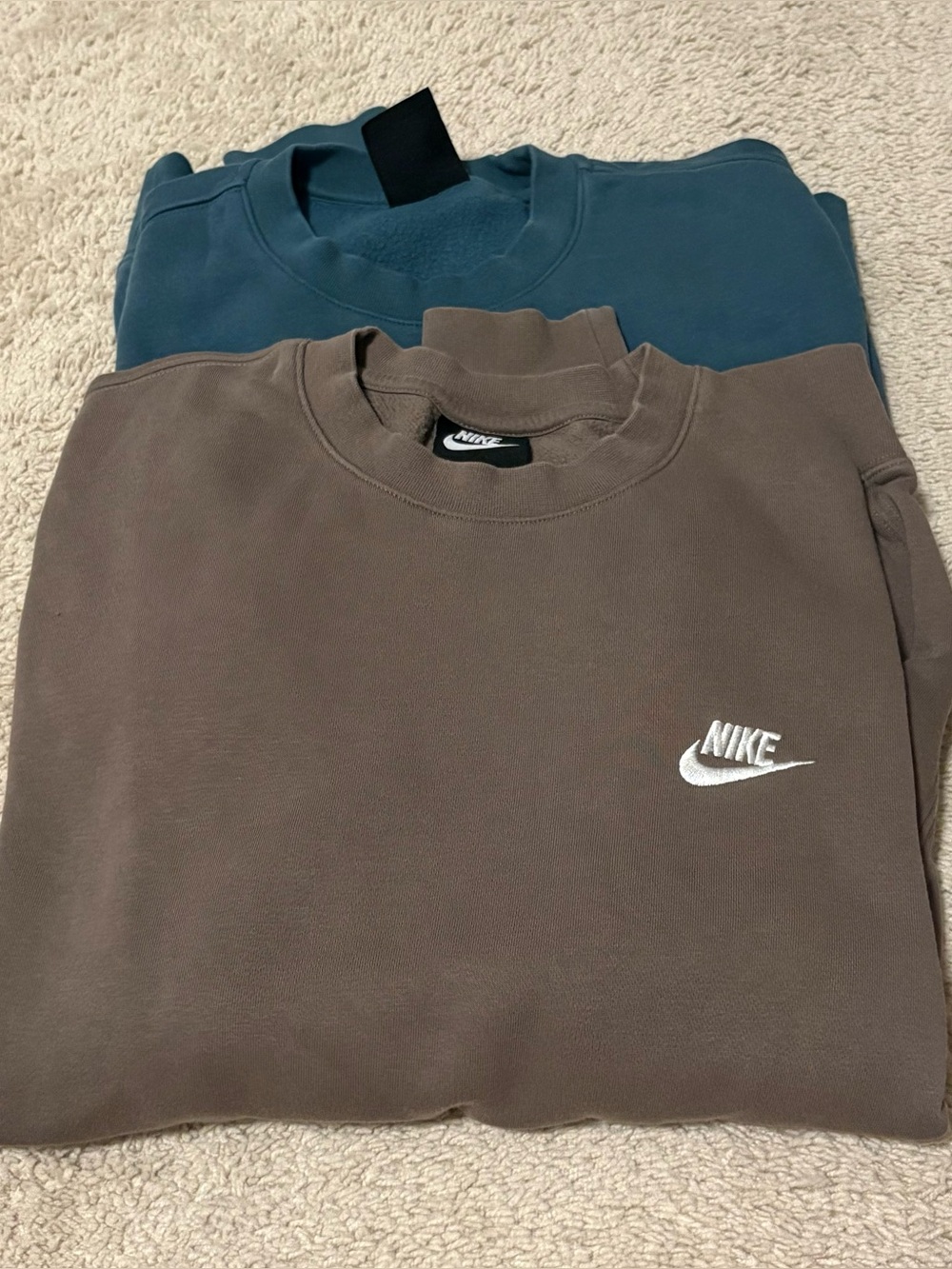 Nike Men’s Crewneck Fleece Pullover Sweatshirt with White Swoosh (Set of 2)